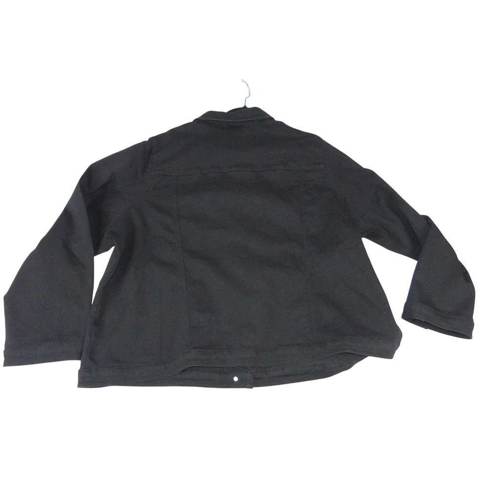 DG2 Diane Gilman Black Denim Trucker Jacket Plus Size 3X Solid Twill Outerwear